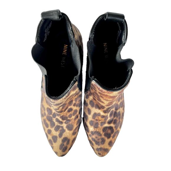 NINE WEST Hartyn Leopard Ankle Boots Pointed Toe Slip-on Booties Size 8 - Picture 9 of 13